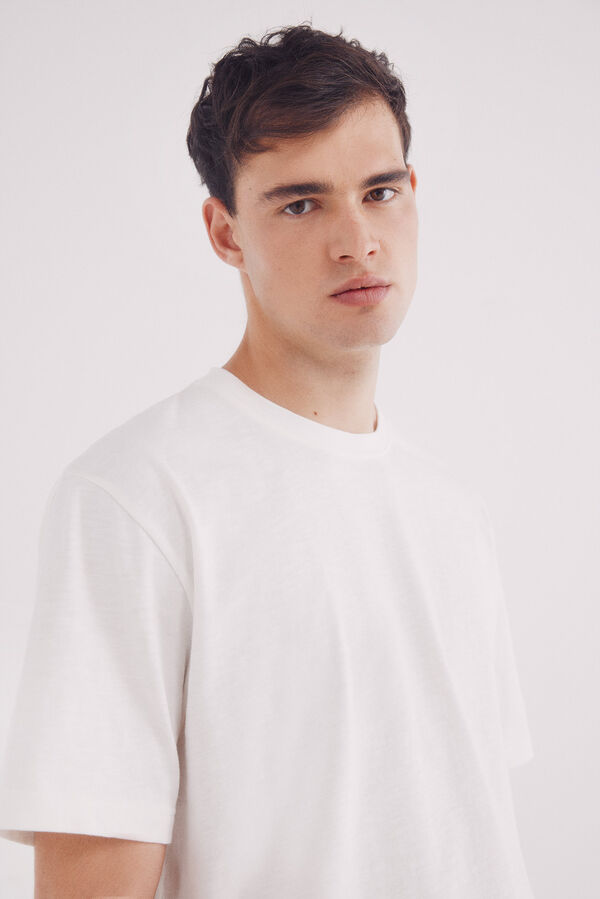 Springfield T-shirt algodão slub bege