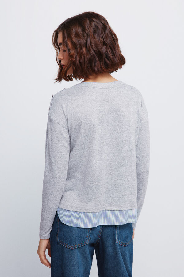 Springfield T-shirt combinada com botões nos ombros cinzento