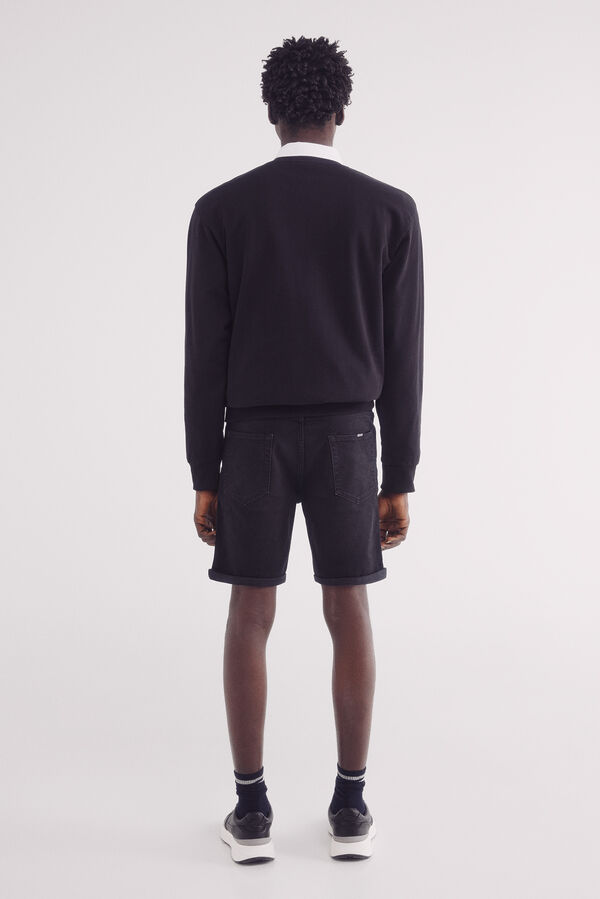 Springfield Bermuda jeans básica preta slim fit preto
