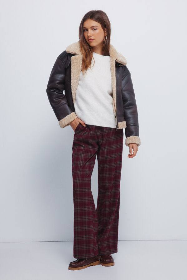 Springfield Blusão dupla face com gola de pele castanho