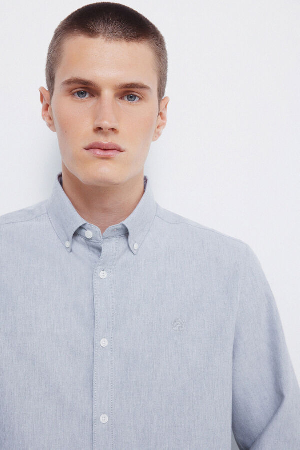 Springfield Camisa Tencel Oxford cinzento