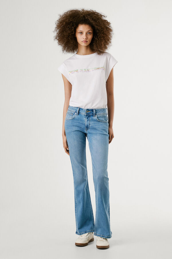 Pepe Jeans Camiseta manga corta con logo recto frontal blanco