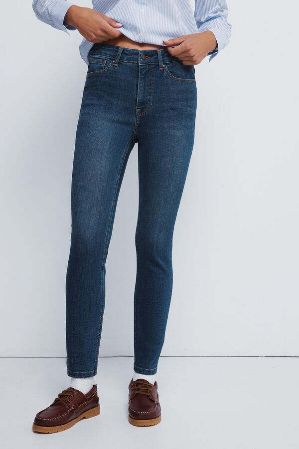 Springfield Calça jeans slim cropped azul