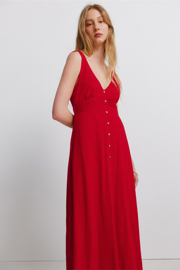 Springfield Vestido midi de al&ccedil;as rom&acirc;ntico vermelho