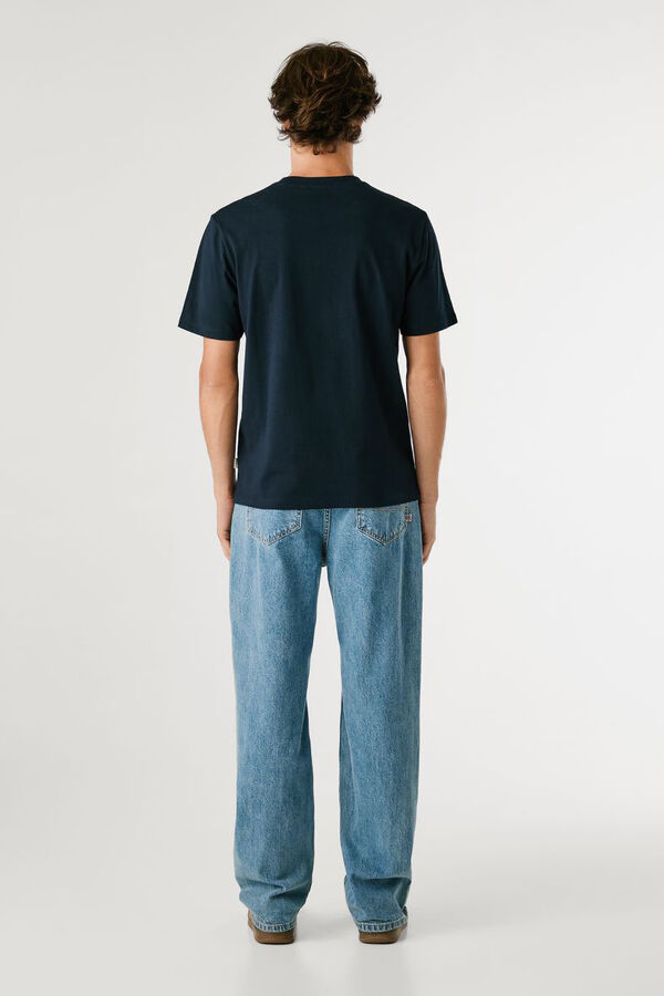 Pepe Jeans Camiseta Regular Fit com Logotipo Bordado azul