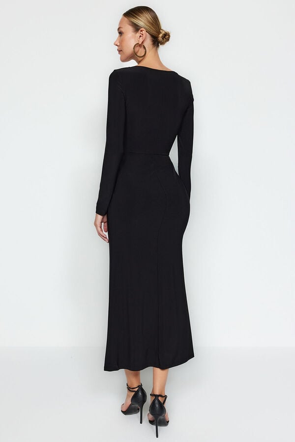 Trendyol Vestido maxi de punto negro