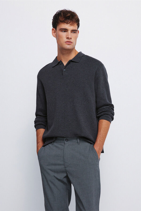 Springfield Cal&ccedil;a estruturadas e slim fit cinzento