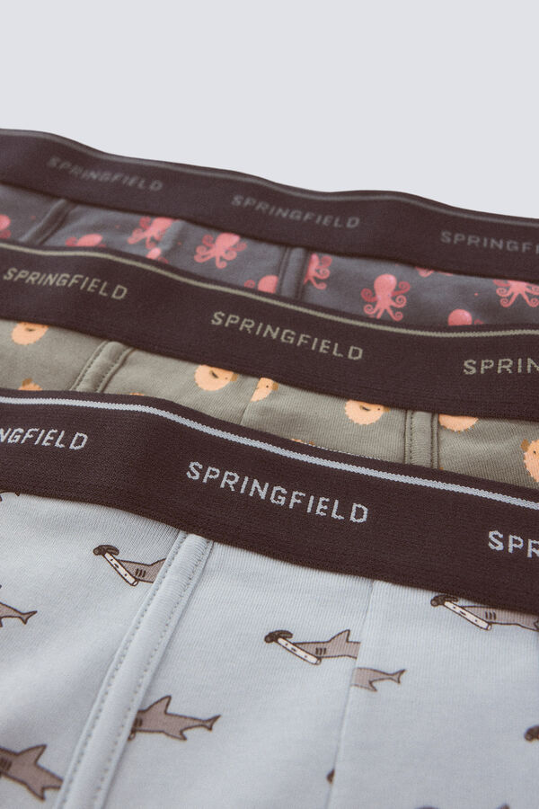 Springfield Pack 3 boxers animais marinhos azul