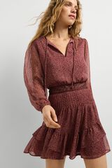 Pepe Jeans Vestido curto com folhos castanho