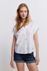 Springfield Camisa de algod&atilde;o gola mao bege
