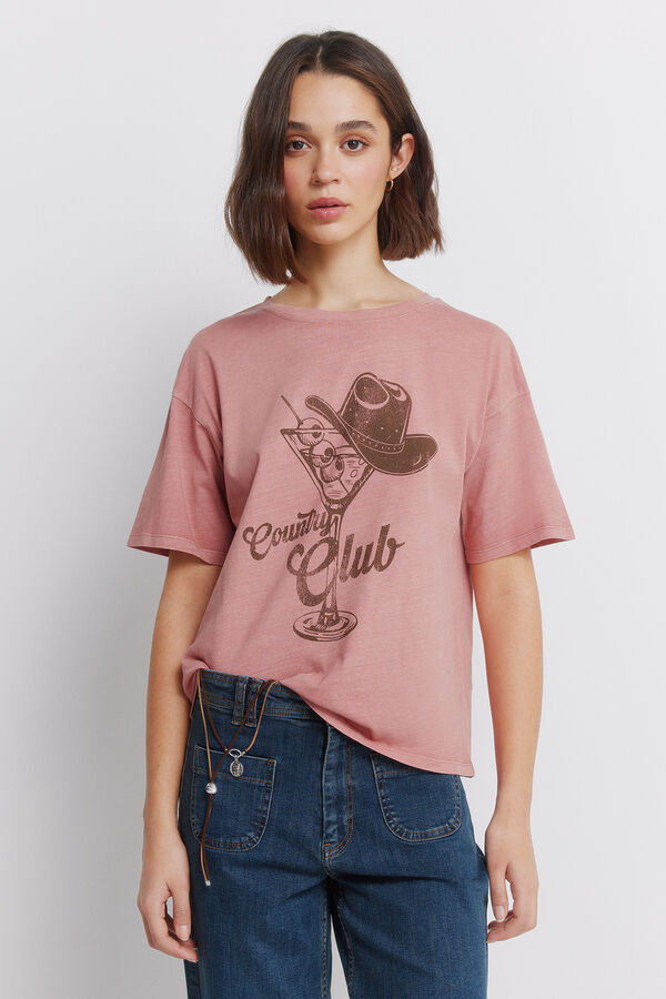 Springfield T-shirt "country club" em algod&atilde;o rosa