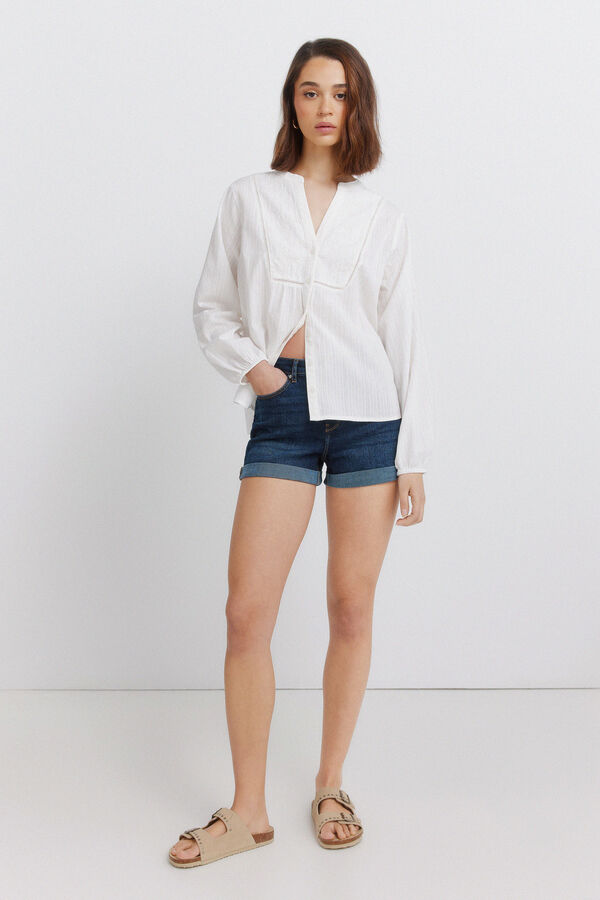 Springfield Blusa manga comprida bordada branco