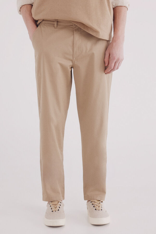 Springfield calças chino slim fit confortáveis bege