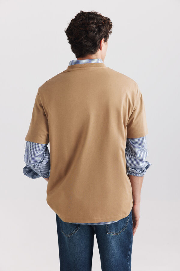 Springfield T-shirt b&aacute;sica com logo Springfield camel