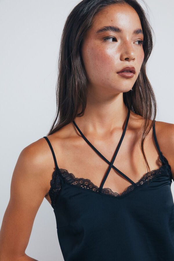 Springfield Top de lingerie de renda preto