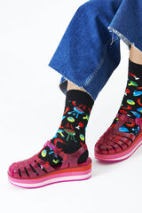 Happy Socks Meias pretas, estampagem churrasco preto