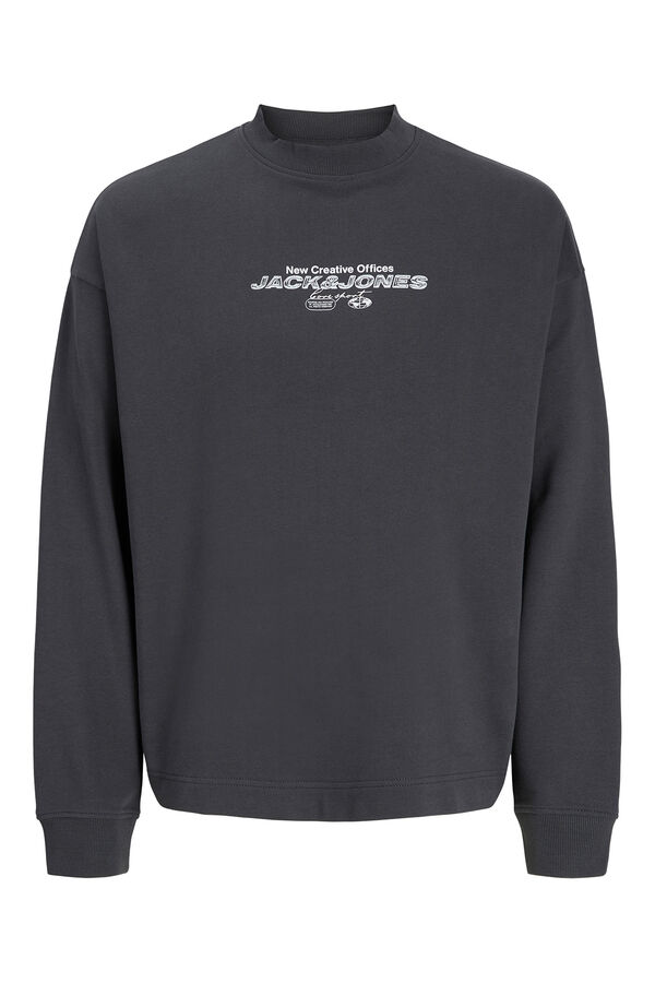 Jack & Jones Moletom b&aacute;sico de manga comprida cinzento