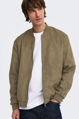Only & Sons Blus&atilde;o estilo bomber em camur&ccedil;a cru