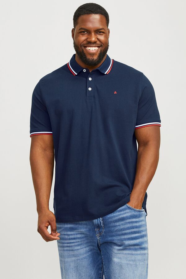 Jack & Jones PLUS Piqu&eacute; regular polo shirt blue