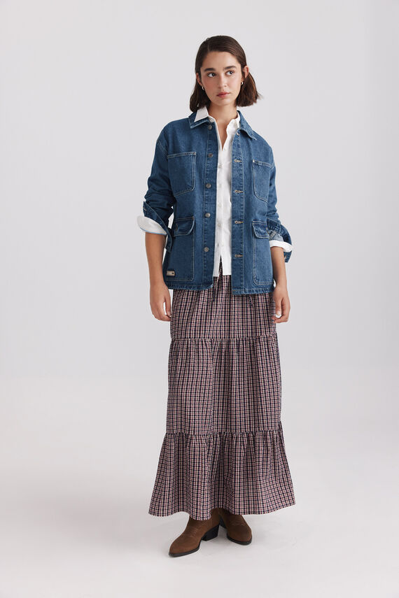 Cazadora denim larga osito