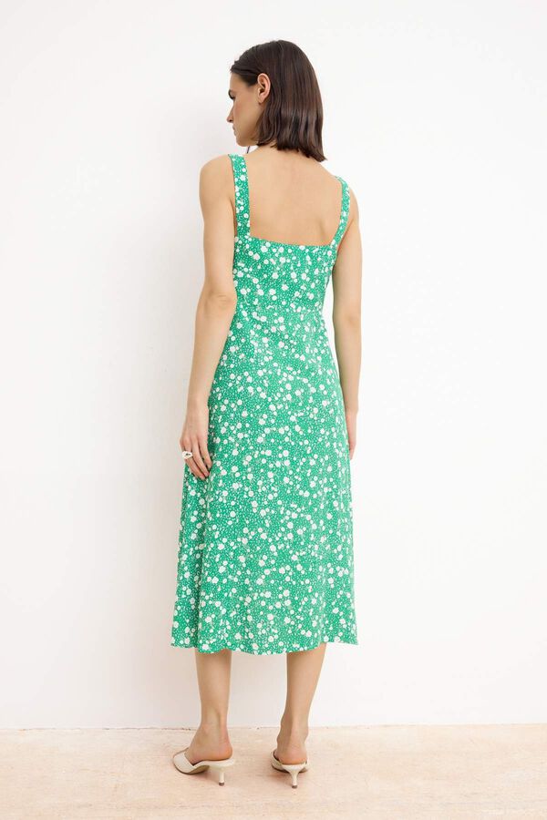 Trendyol Vestido midi estampado verde