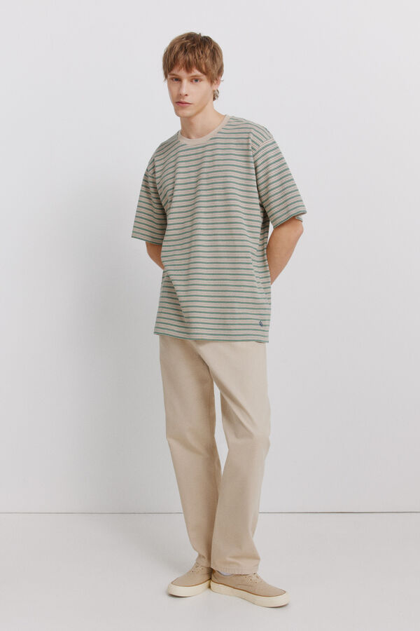 Springfield T-shirt de piqu&eacute; &agrave;s riscas cru