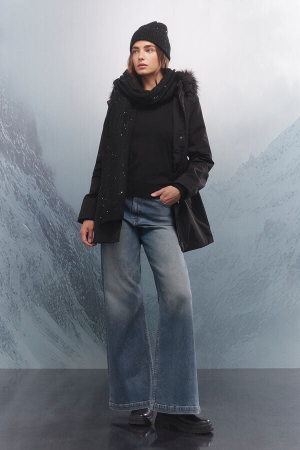 Springfield Parka com capuz de pele Sorona Aura preto