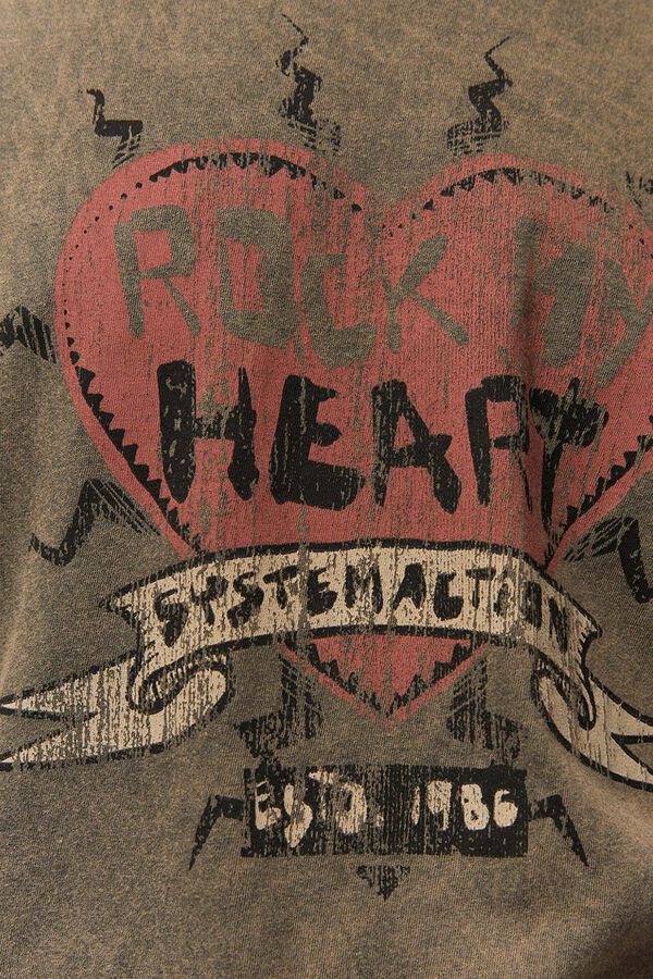 Systemaction T-shirt estampado cora&ccedil;&atilde;o cru