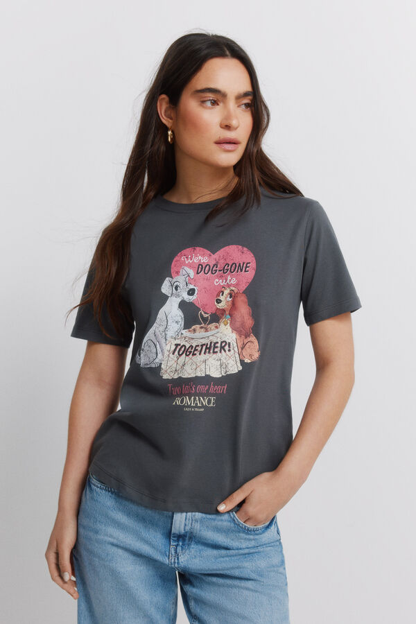 Springfield T-shirt de manga curta com desenho cinzento