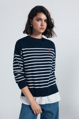 Springfield Jersey riscas combinado com bordado azul