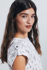 Springfield Camiseta estampada com mangas de la&ccedil;o bege