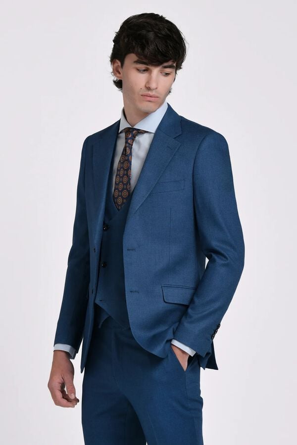 JVZ Blazer de fato texturizado azul