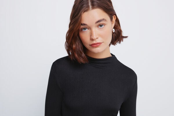 Springfield T-shirt Perkins com gola macia preto