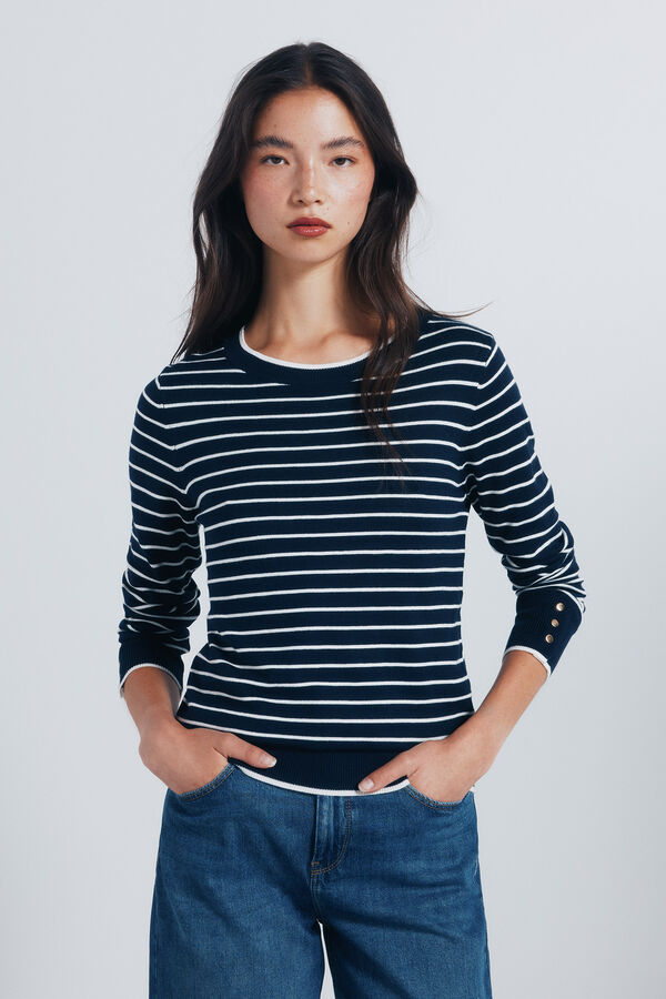 Springfield Jersey fino com botões e punhos azul