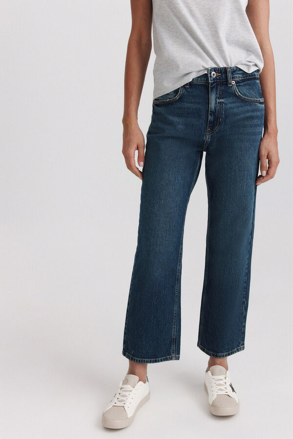 Springfield Jeans Straight cropped azul