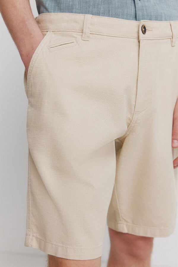 Springfield Bermudas em algod&atilde;o comfort fit bege