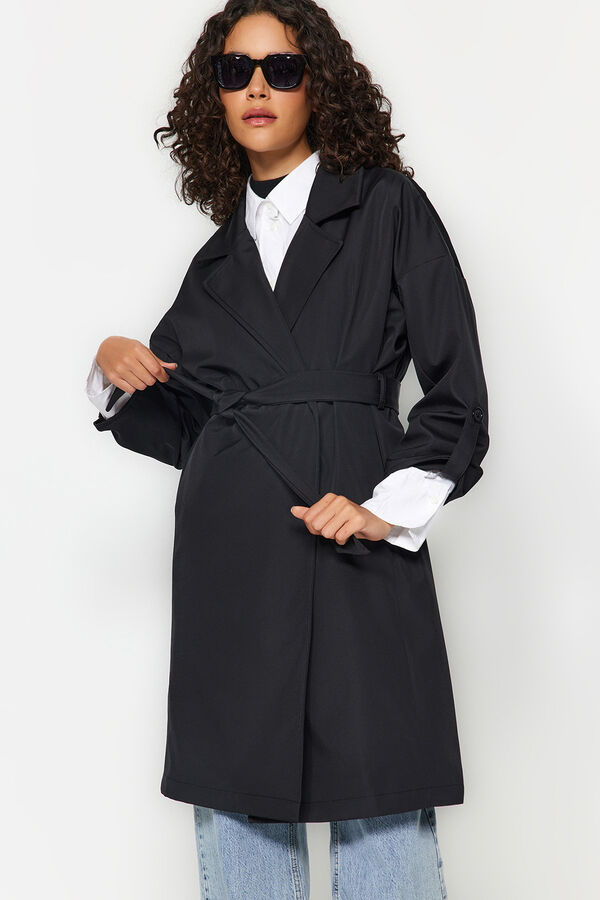 Trendyol Long oversized trench coat black