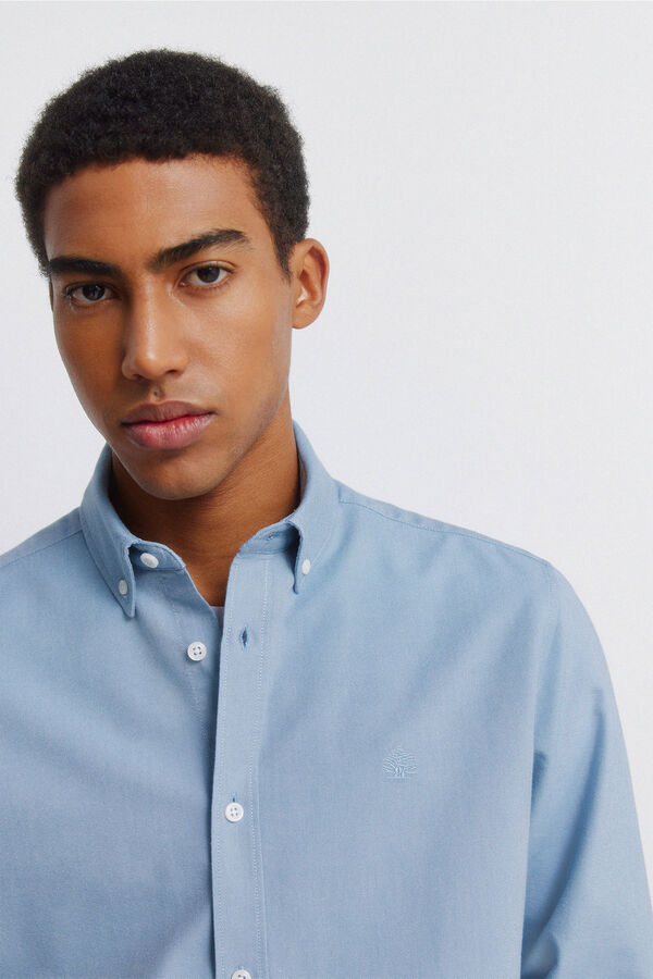 Springfield Camisa oxford sem vincos azul