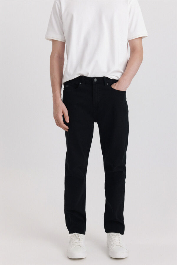 Springfield Washed slim fit 5-pocket trousers black