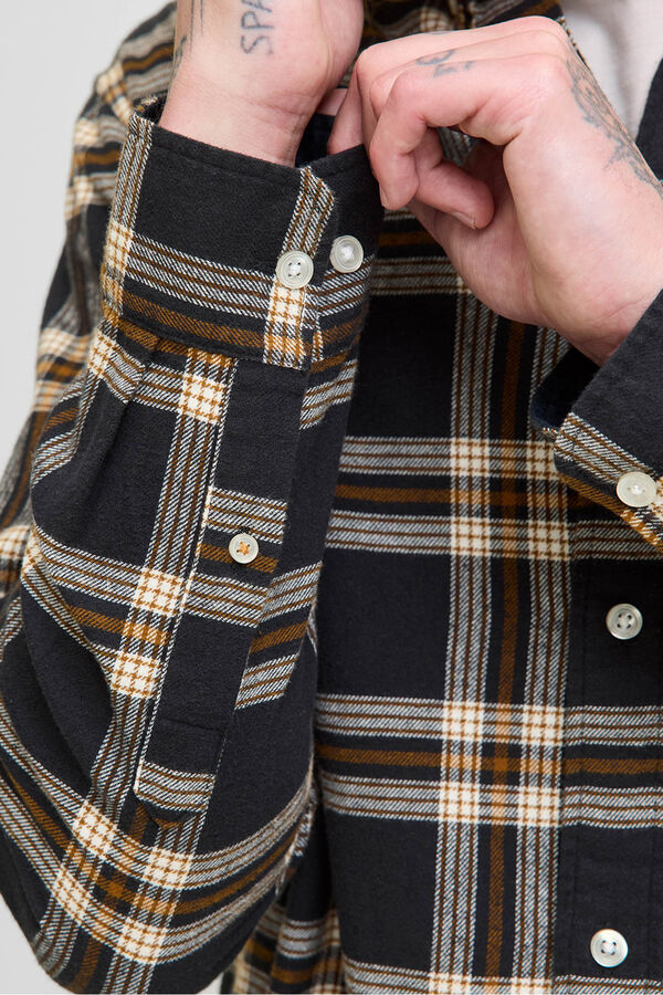 Jack & Jones Camisa xadrez regular fit preto