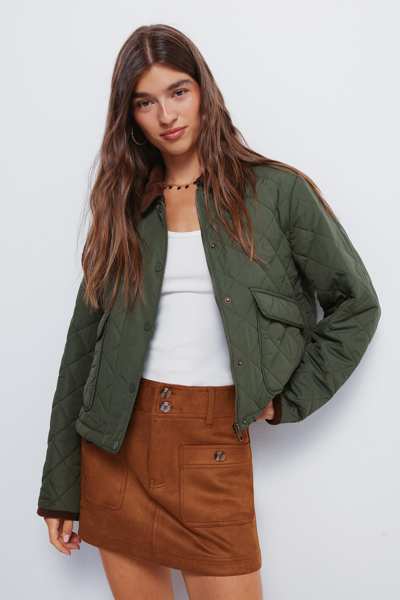 Springfield Chaqueta corta acolchada cuello pana