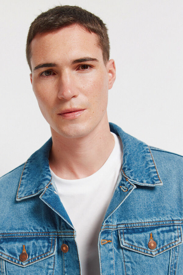 Springfield Blus&atilde;o de ganga com lavagem m&eacute;dio escura azul