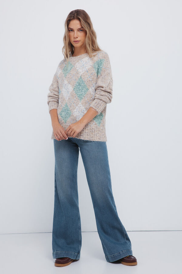 Springfield Camisola com estampa de diamantes manchados cru