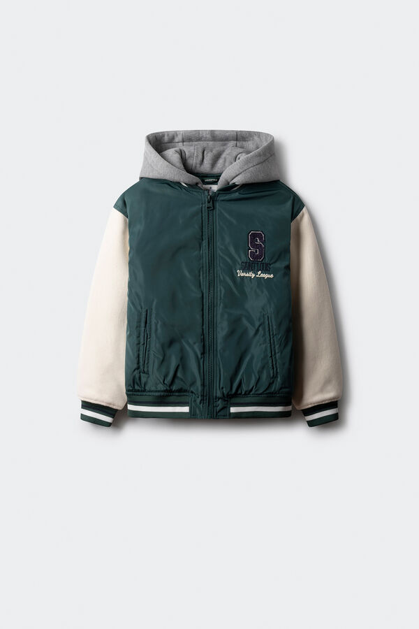 Springfield Kids Jaqueta de beisebol universitária masculina verde