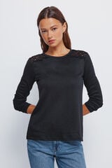 Springfield T-shirt ombro a ombro em crochet preto