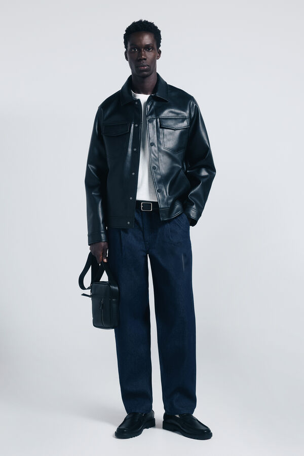 Springfield Blusão efeito pele preto