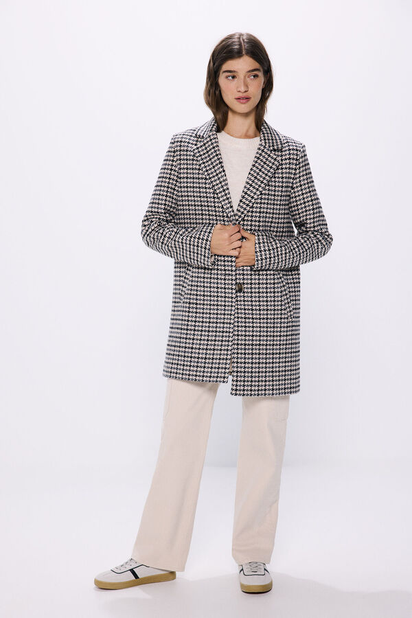 Springfield A-line checkered coat stone