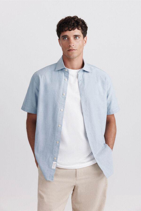 Springfield Short sleeve oxford shirt blue