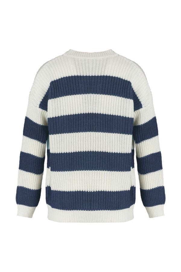 Trendyol Jersey de punto texturizado con cuello redondo azul