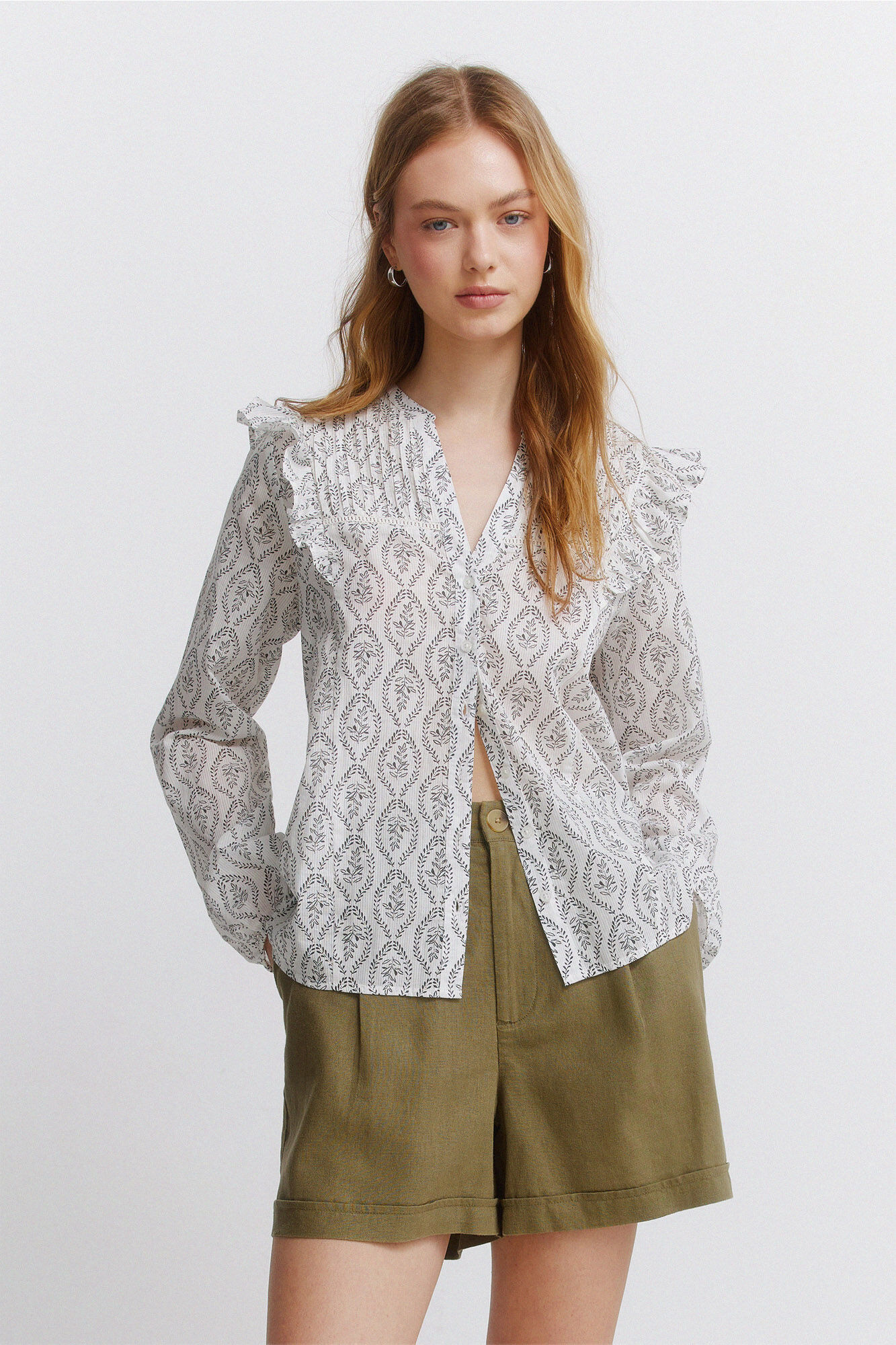 Springfield Blusa com volume e folhos